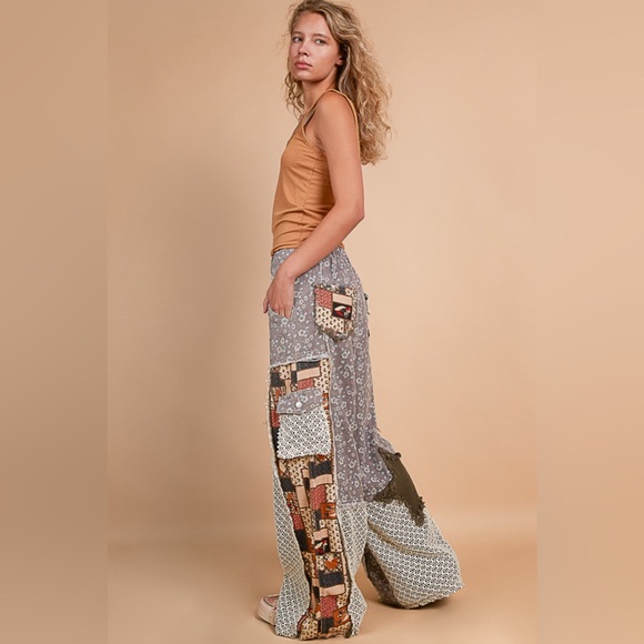 POL Bohemian Patchwork Wide Leg Flare Pants - Picture 4 of 8